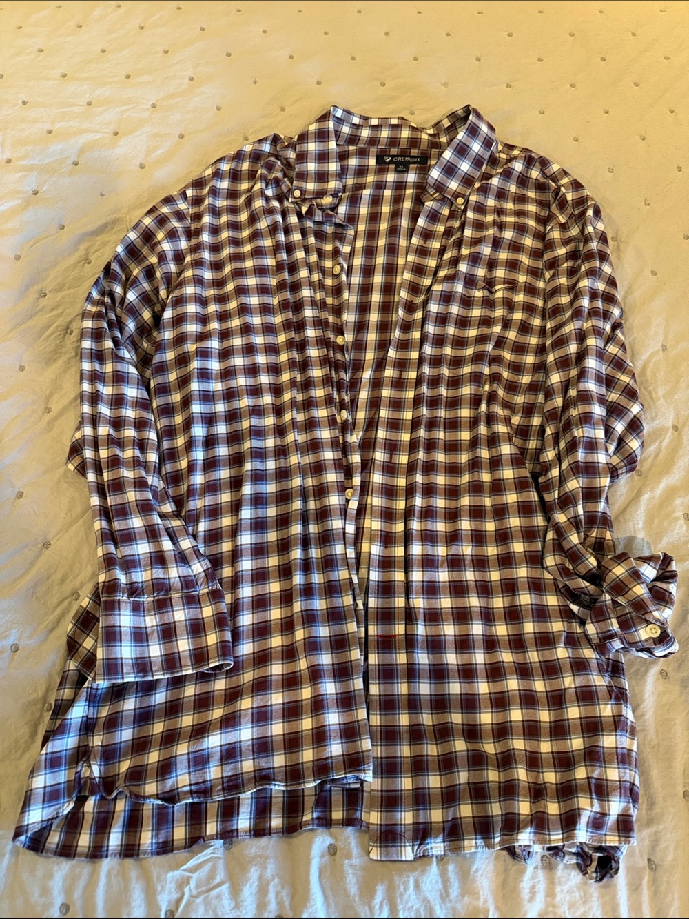 Daniel Cremieux Burgundy and White Plaid Button-Down Shirt